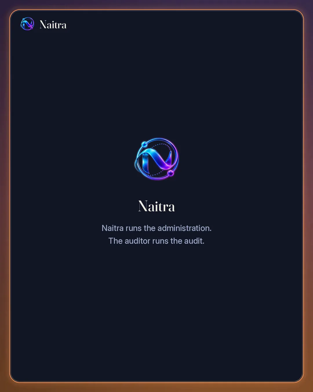 Naitra moving through the audit lifecycle, from scope and systems to the risk matrix, evidence, findings, and the signed report, with the auditor confirming each step.